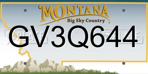 GV3Q644 Montana License Plate