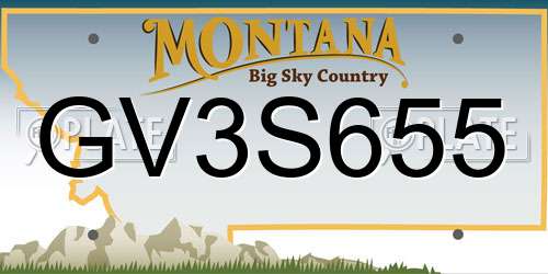 GV3S655 Montana License Plate