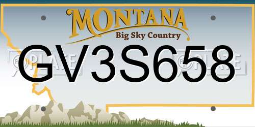 GV3S658 Montana License Plate