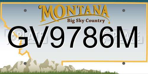 GV9786M Montana License Plate