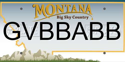 GVBBABB Montana License Plate