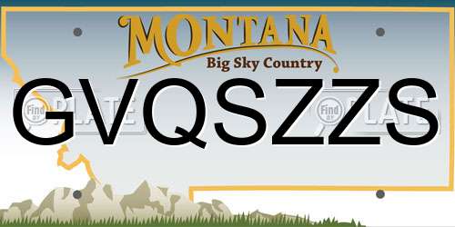 GVQSZZS Montana License Plate