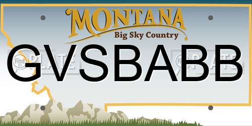 GVSBABB Montana License Plate