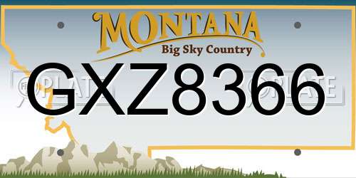 GXZ8366 Montana License Plate