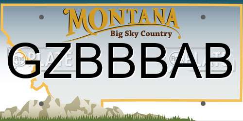 GZBBBAB Montana License Plate