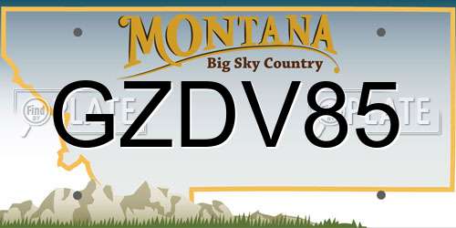 GZDV85 Montana License Plate