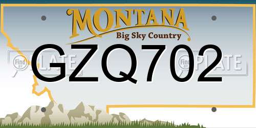 GZQ702 Montana License Plate