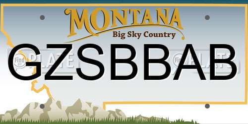 GZSBBAB Montana License Plate