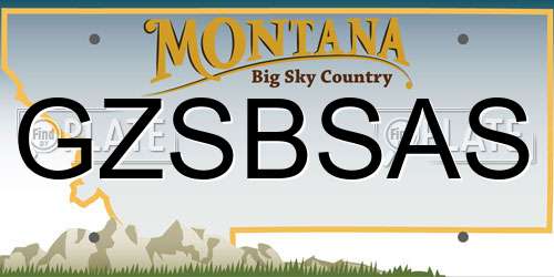 GZSBSAS Montana License Plate