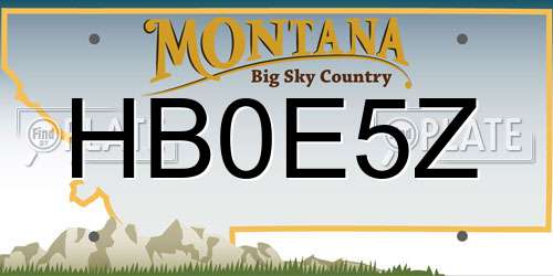 HB0E5Z Montana License Plate