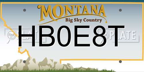 HB0E8T Montana License Plate