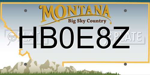 HB0E8Z Montana License Plate