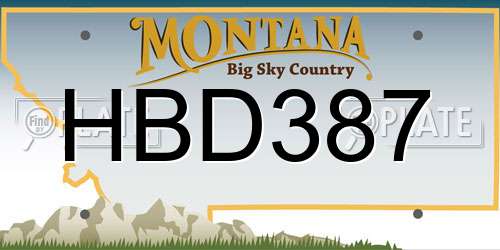 HBD387 Montana License Plate
