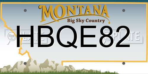HBQE82 Montana License Plate