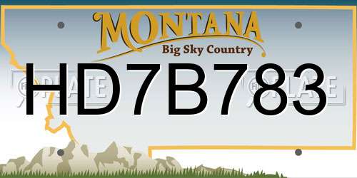 HD7B783 Montana License Plate