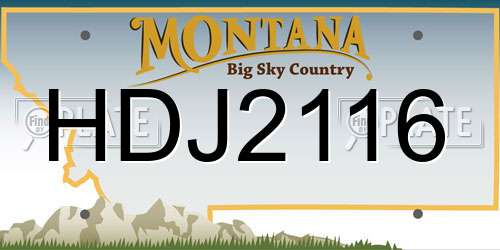HDJ2116 Montana License Plate