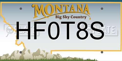 HF0T8S Montana License Plate
