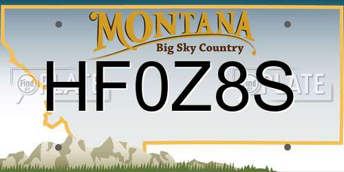 HF0Z8S Montana License Plate