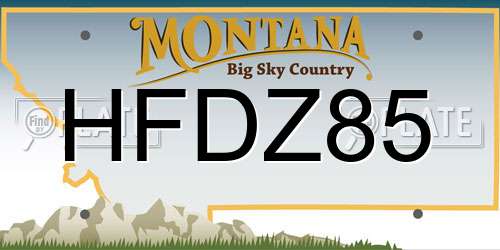 HFDZ85 Montana License Plate