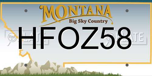 HFOZ58 Montana License Plate