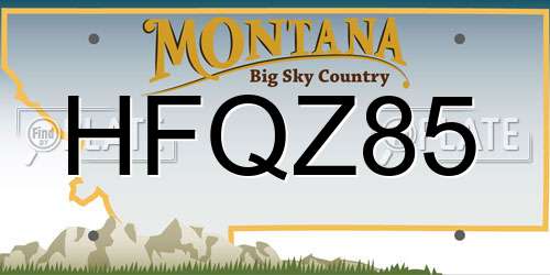 HFQZ85 Montana License Plate
