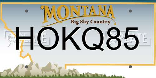 HOKQ85 Montana License Plate