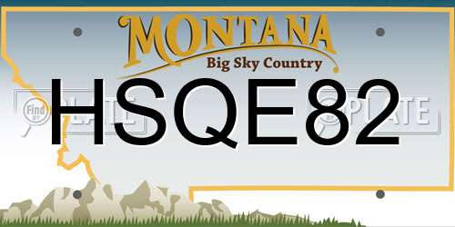 HSQE82 Montana License Plate