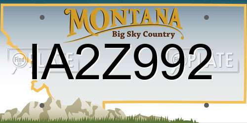 IA2Z992 Montana License Plate