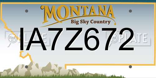 IA7Z672 Montana License Plate