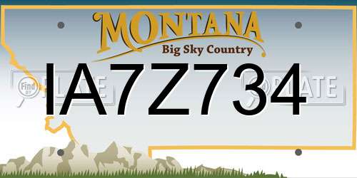 IA7Z734 Montana License Plate