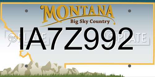 IA7Z992 Montana License Plate