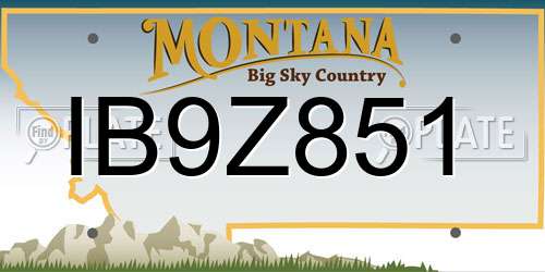 IB9Z851 Montana License Plate