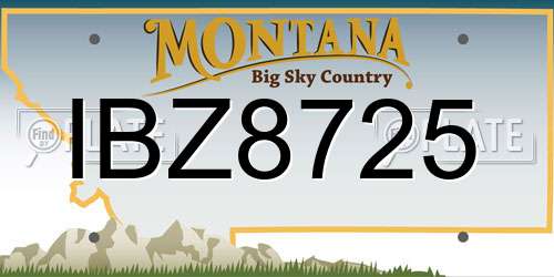 IBZ8725 Montana License Plate