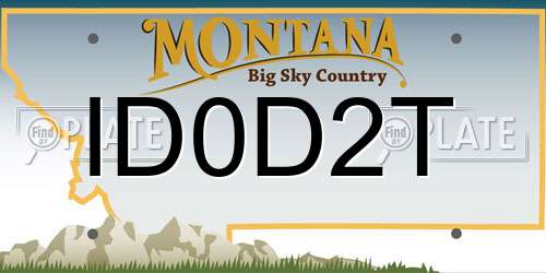 ID0D2T Montana License Plate