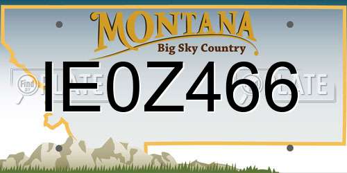 IE0Z466 Montana License Plate