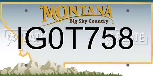 IG0T758 Montana License Plate