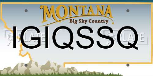 IGIQSSQ Montana License Plate