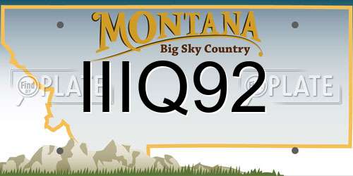 IIIQ92 Montana License Plate