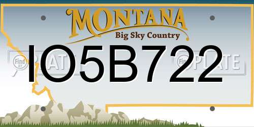 IO5B722 Montana License Plate