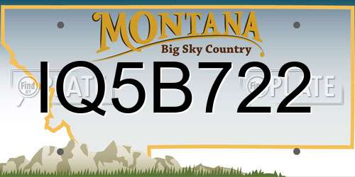 IQ5B722 Montana License Plate