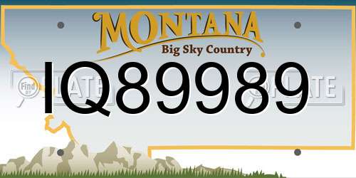 IQ89989 Montana License Plate