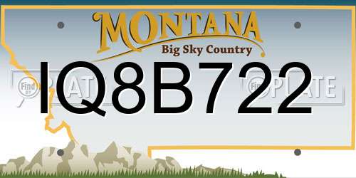 IQ8B722 Montana License Plate