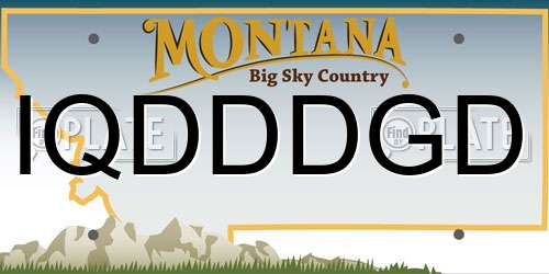 IQDDDGD Montana License Plate