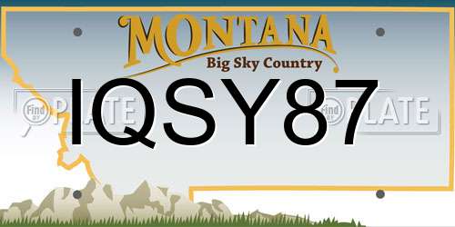 IQSY87 Montana License Plate