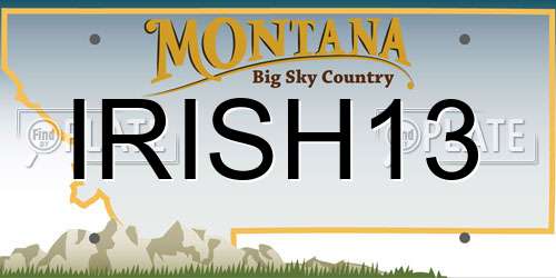 IRISH13 Montana License Plate