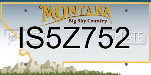 IS5Z752 Montana License Plate