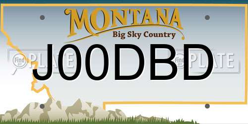 J00DBD Montana License Plate