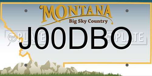 J00DBO Montana License Plate
