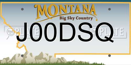 J00DSQ Montana License Plate