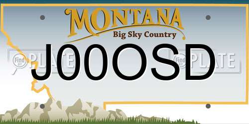 J00OSD Montana License Plate